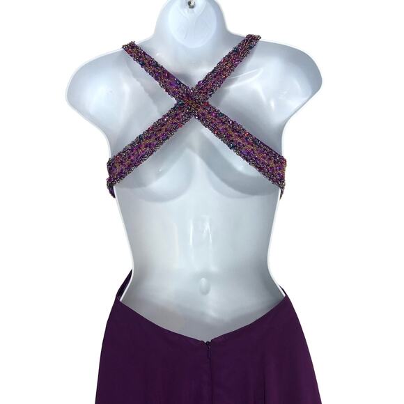 Dave & Johnny sexy side and back cutout with jewels & Sequence purple size 2 - Picture 8 of 12